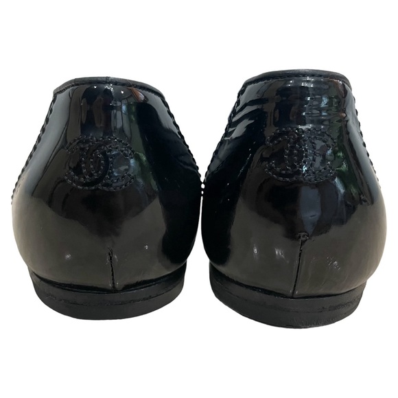 CHANEL Black CC Perforated Ballerina Flats Size EU 40.5 - Picture 2 of 13